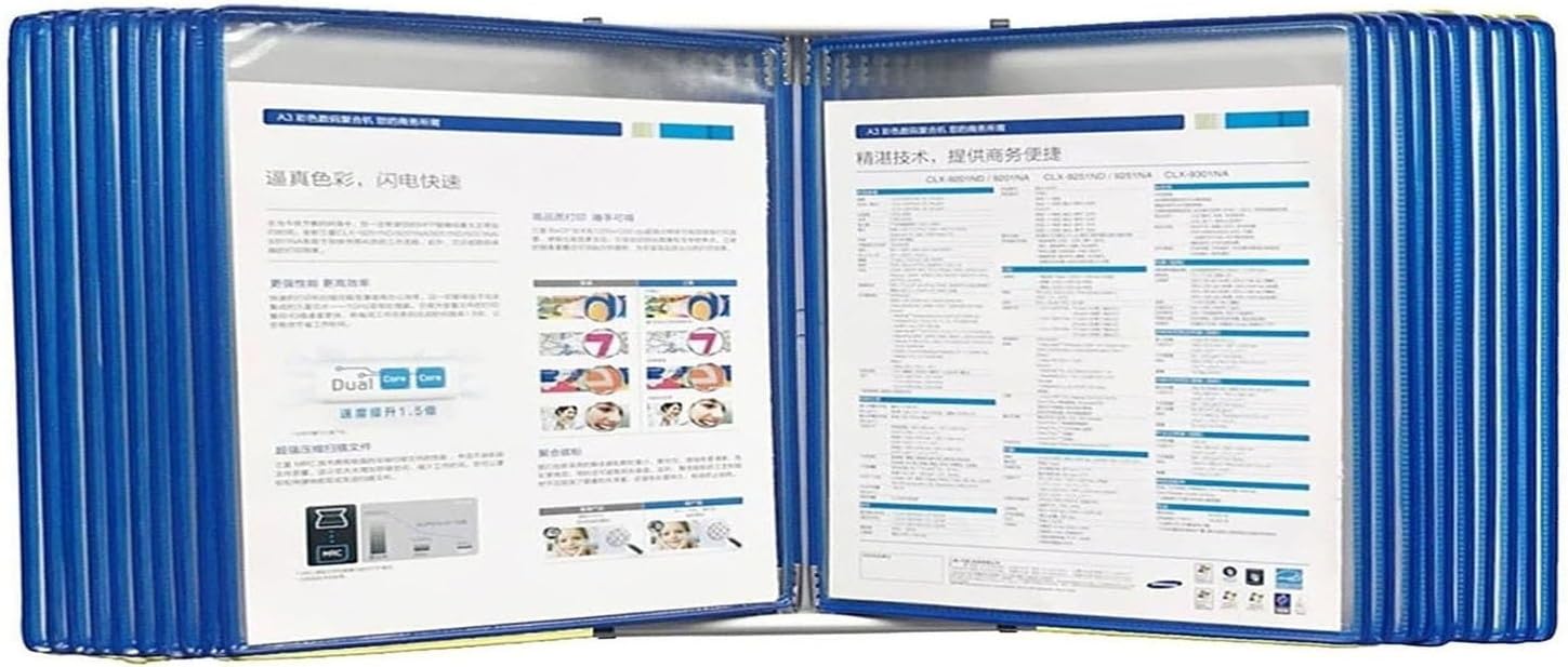 Wall Mounted Folder Storage,Wall Mount Reference Organizer, Desktop Reference System, Desktop and Wall Display Folder Binder, 20 Display Pockets, Letter-Size, Catalog Display Rack, Easy to Install(Blu