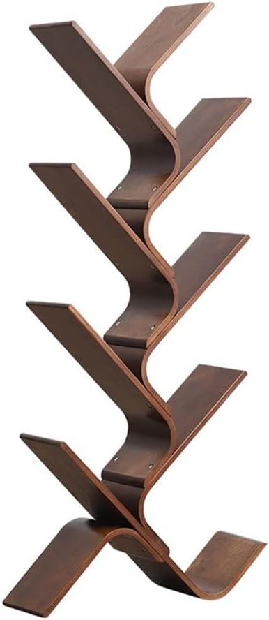 UNNS Bookshelf Bookshelf Tree-Shaped Small Bookshelf Multi-Layer Shelf Floor Shelf Office File Shelf Study Bookshelf 6 Bookcase Organizer (Color : Beige, Size : A6)
