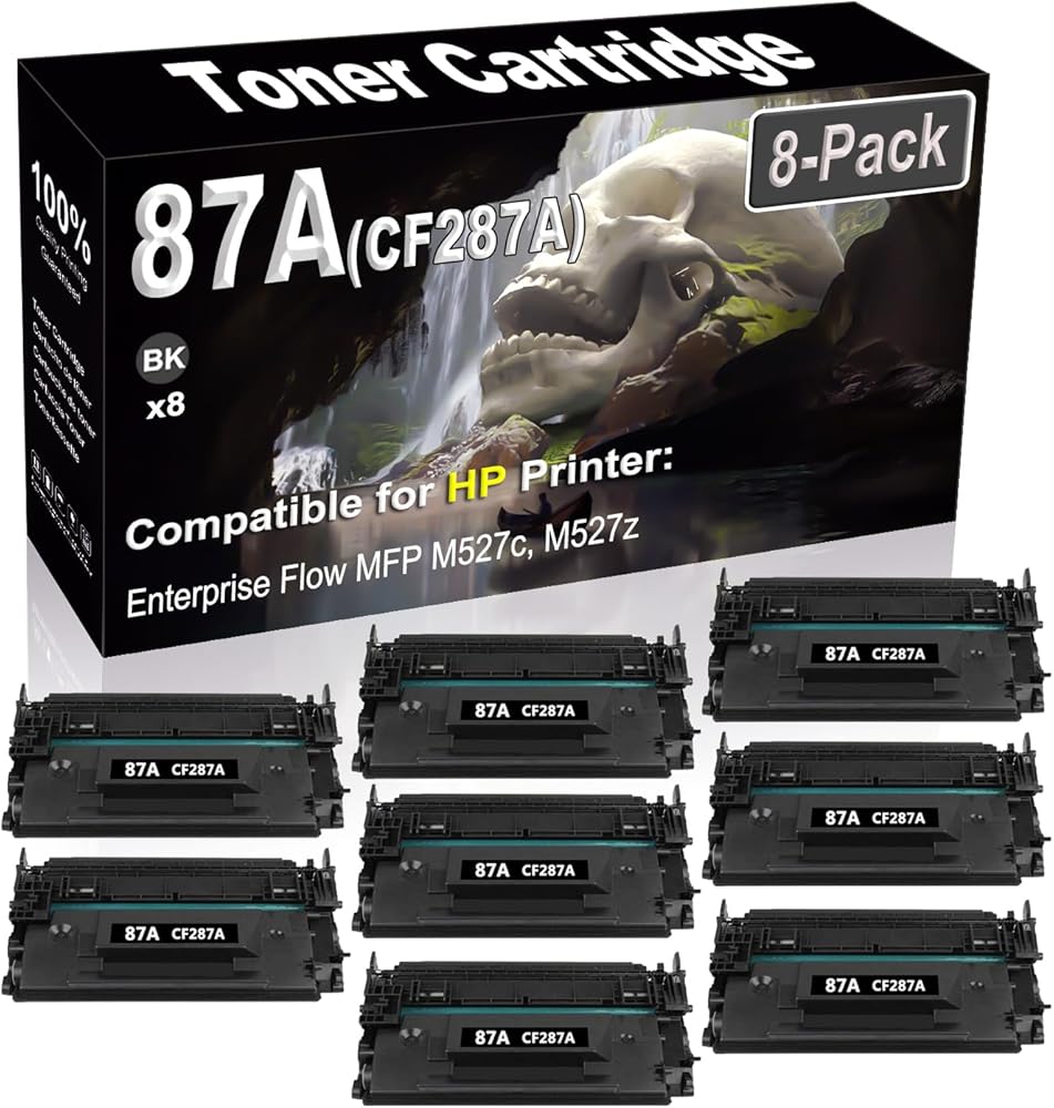 SINIYA 8-Pack Compatible High Capacity 87A CF287A Imaging Toner Cartridge use for Enterprise Flow MFP M527c M527z Printer (Black)