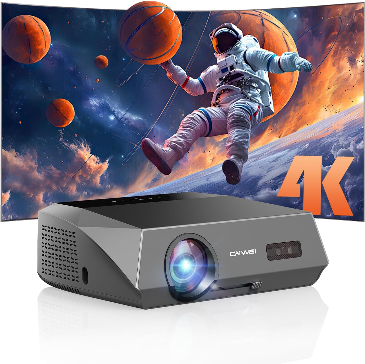 4K Auto Focus Daylight Projector Native 1080P High Brightness 2300ANSI, Smart WiFi6 Projector Ultra HD Ceiling Home Cinema, Indoor Oudoor Party Wedding with Bluetooth Streaming Apps HDMI USB Ethernet