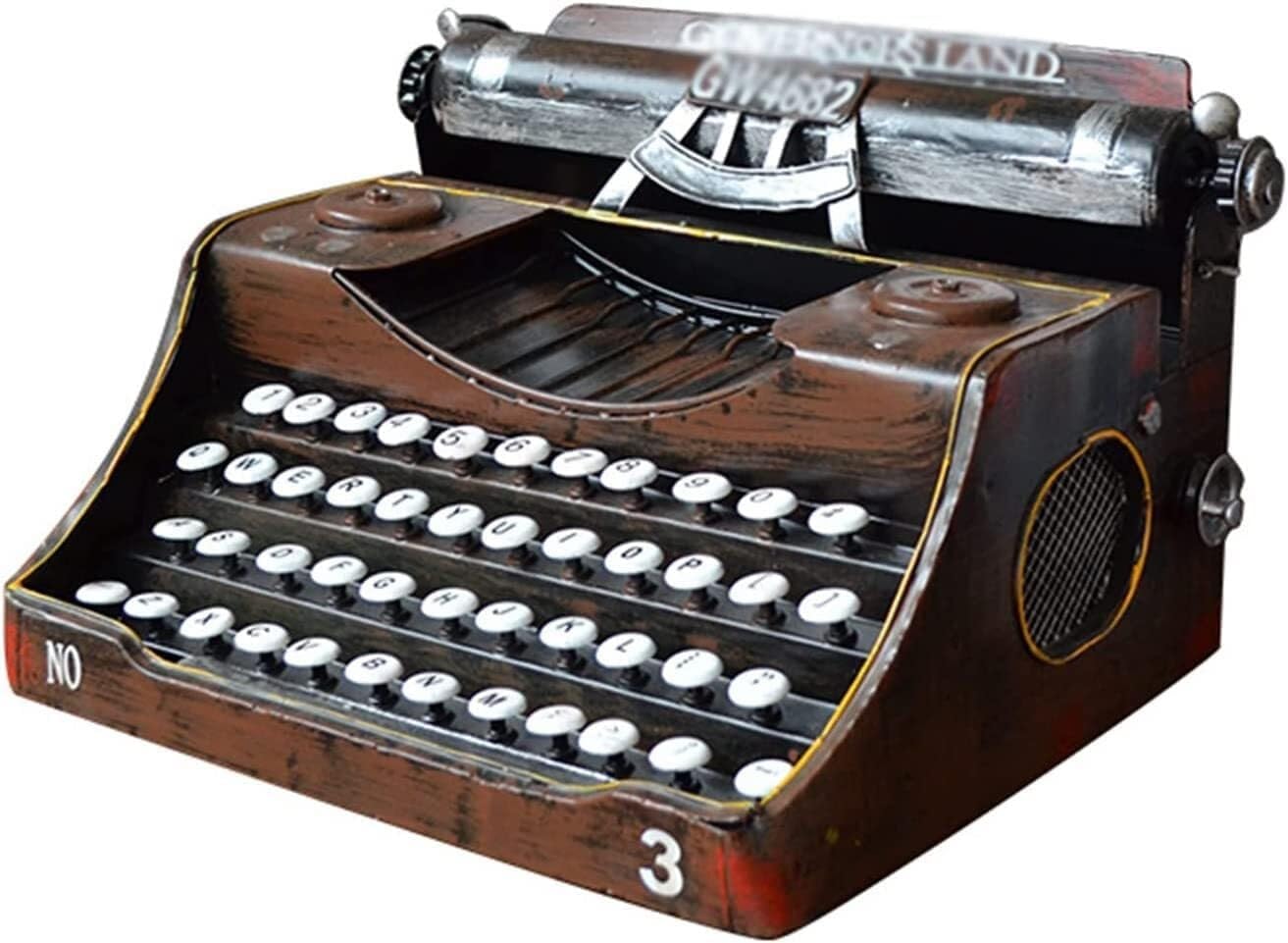 Vintage Iron Typewriter Model Decorative Retro Manual Typewriter Photo Prop with Drawer for Home Office Bar Decor