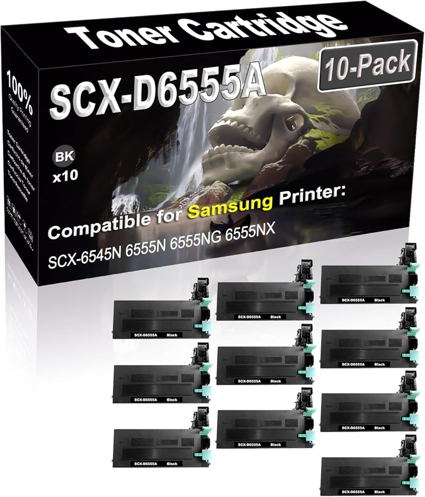10-Pack (Black) Compatible High Yield SCX-D6555A Laser Printer Toner Cartridge use for Samsung SCX-6545N 6555N 6555NG 6555NX Printer