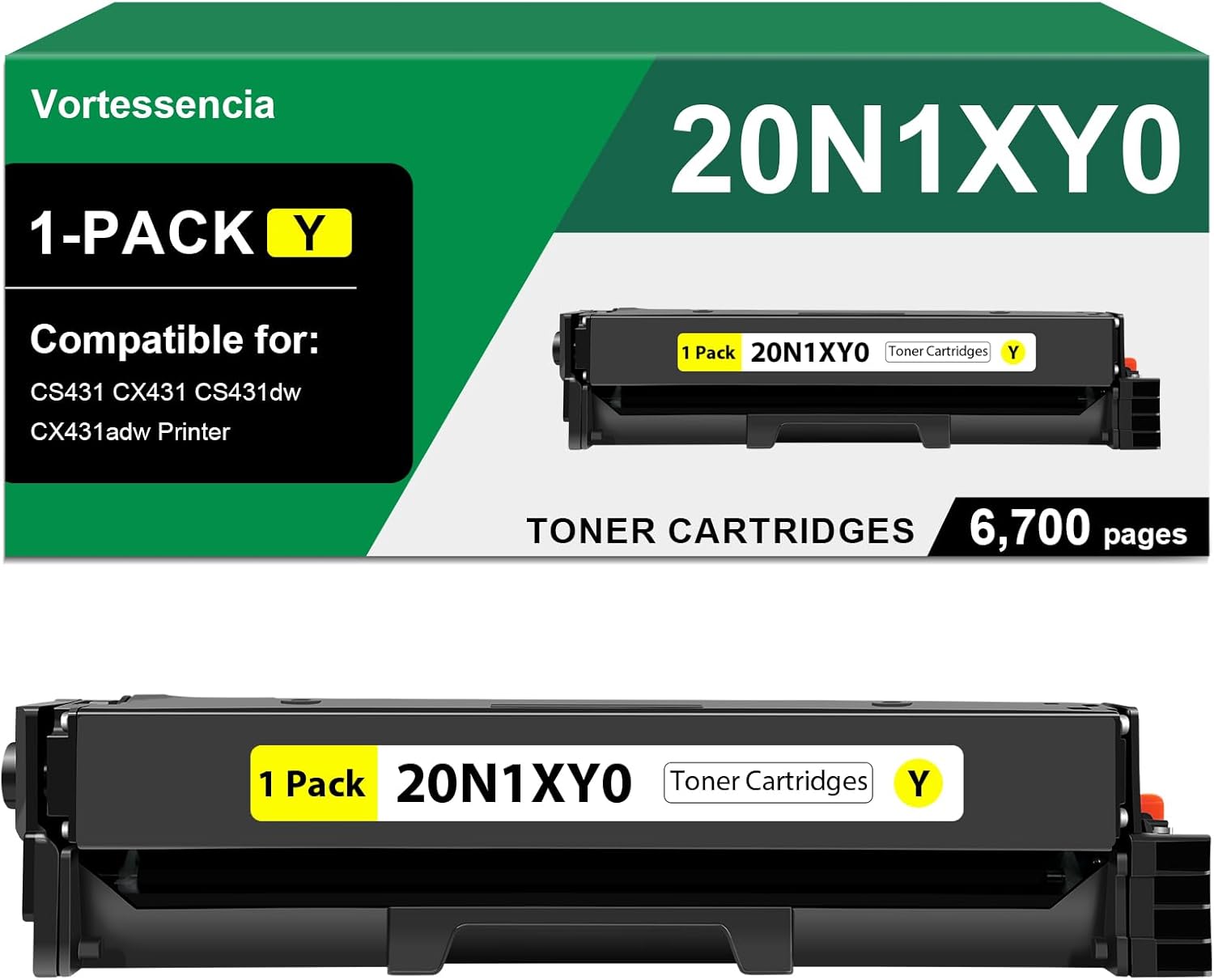 Vortessencia 20N1XY0 High Yield Toner Cartridges Compatible for Lexmark CS431 CX431 CS431dw, CX431adw Printer, 1 Pack 6,700 Pages