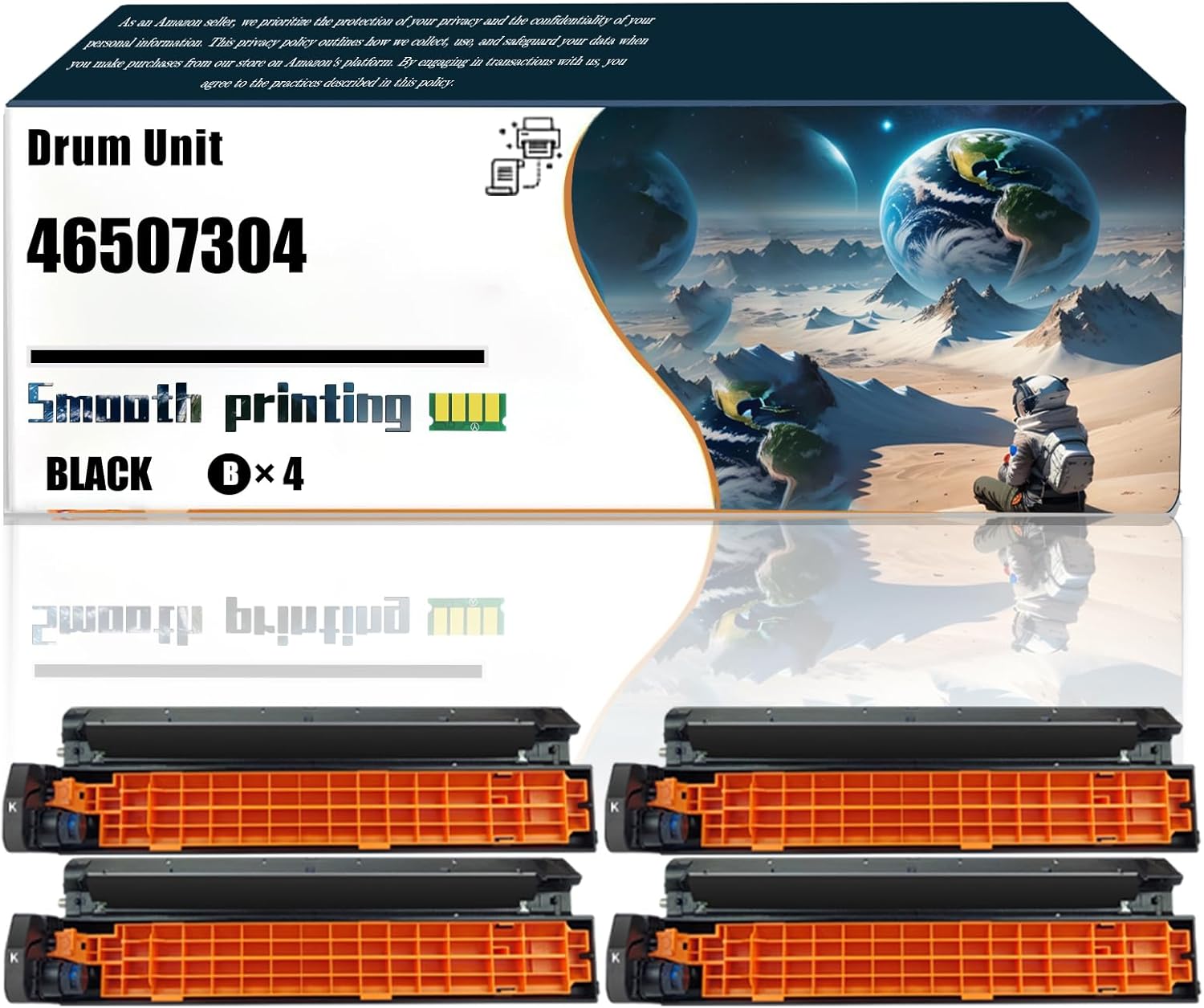 LSSF Replacement Parts Drum Unit 46507304 46507303 46507302 46507301 Compatible with Okidata OKI C612 C612n C612dn Printers, Contains Chip and Clear Printing (4 Pack Black)
