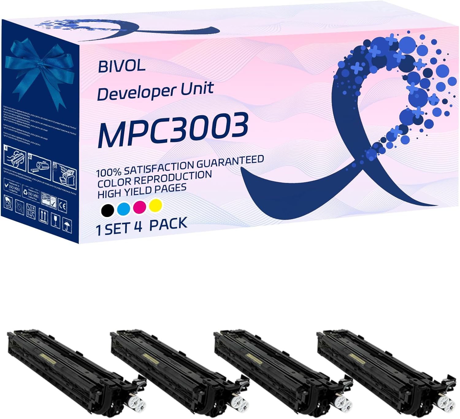 BIVOL Compatible for Ricoh MPC3003 Developer Unit Work for Ricoh MP C3003 C3503 C4503 C5503 C6003 Printers, with Chip, High Yield 170000 Pages, Vivid Colors (Multicolor)