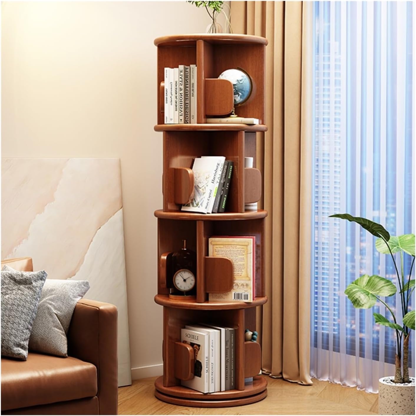 FGSHCZ82HRY Bookcase Bookshelf Can Rotate 360°, Floor-Standing Storage Rack, Super Space-Saving Small Bookcase, Picture Book Storage Rack Bookshelf