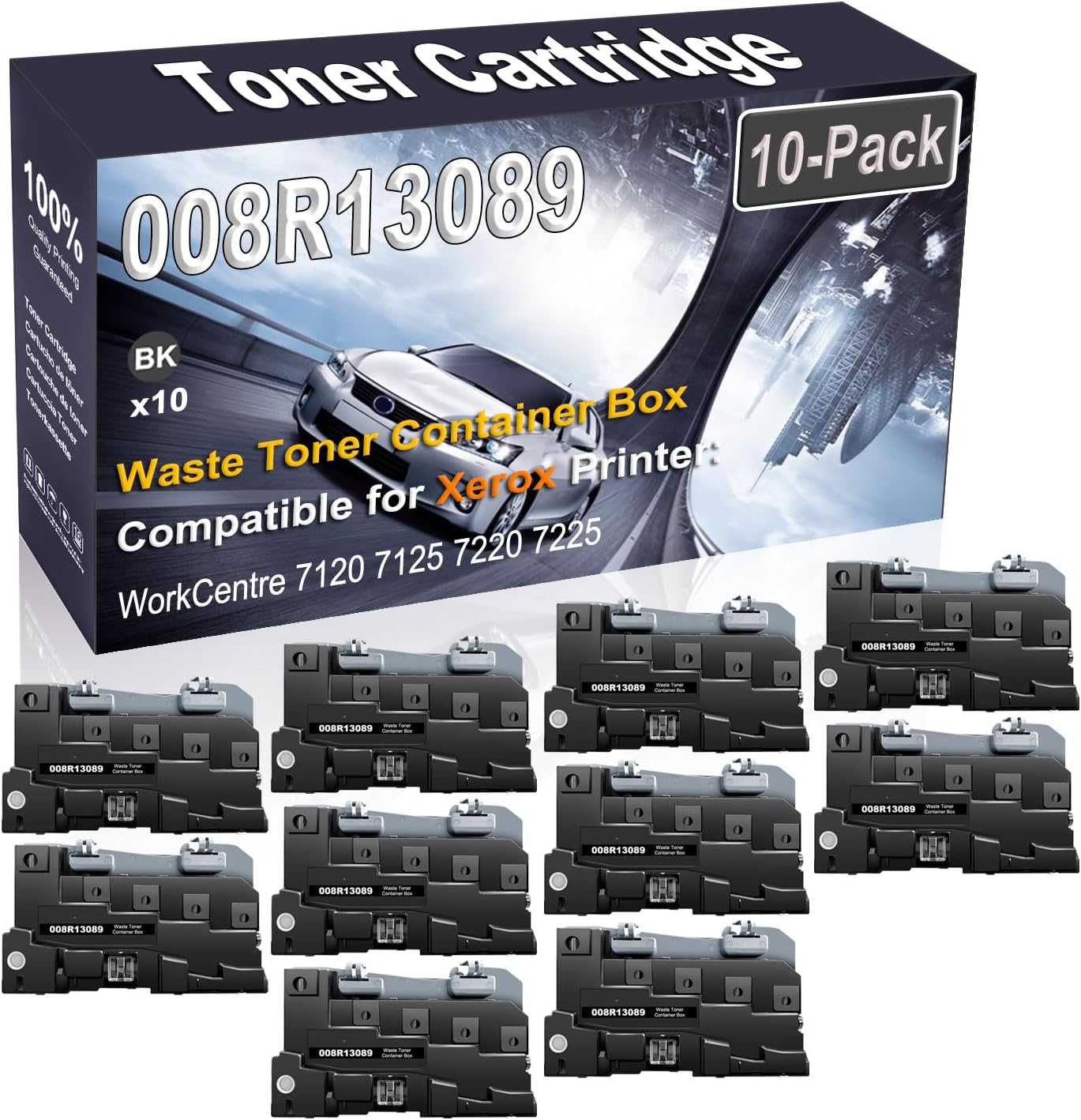 10-Pack (Black) Compatible High Yield 008R13089 CWAA0777 Waste Toner Container Box use for WorkCentre 7120 7125 7220 7225 Printer