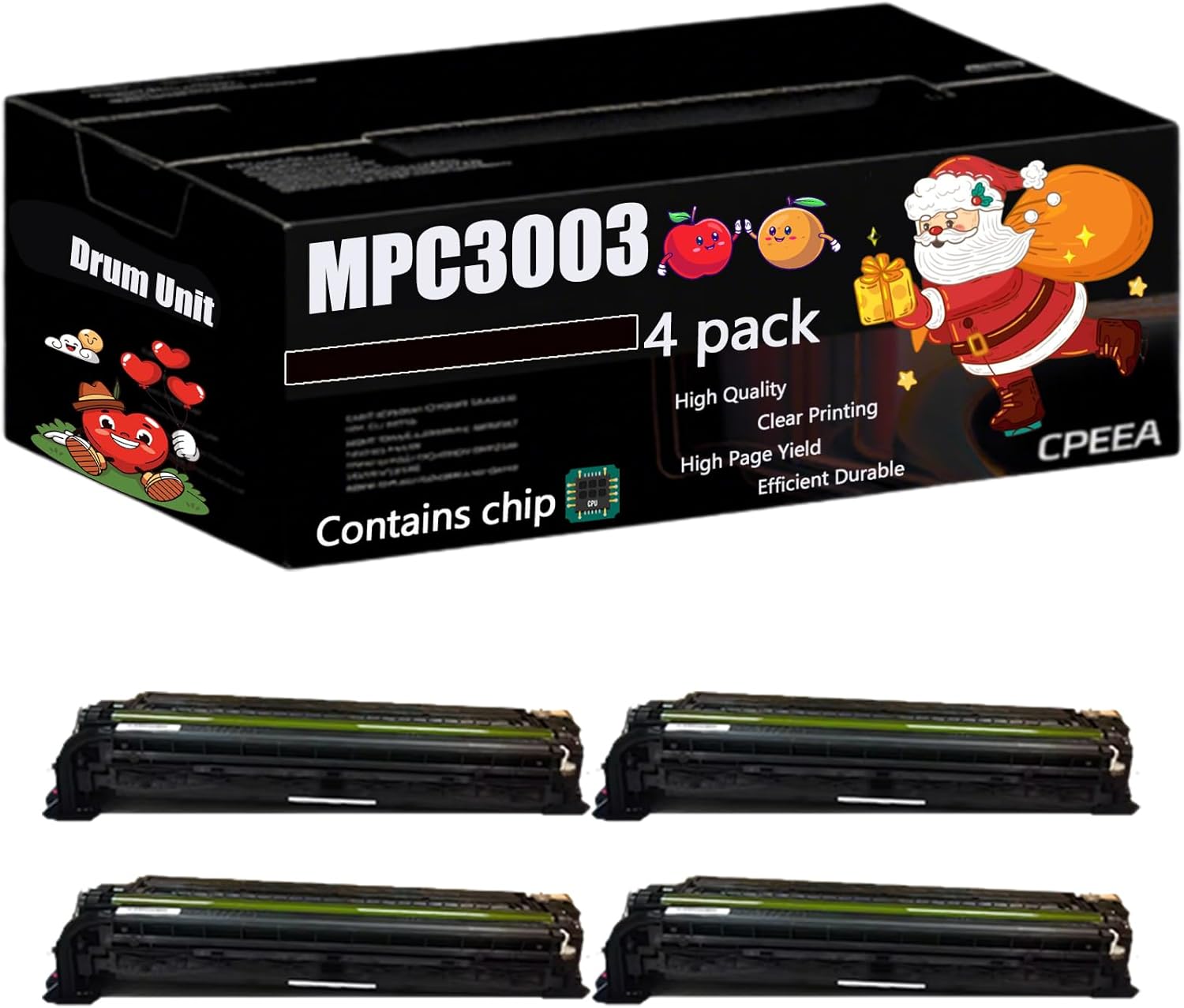 Compatible for Ricoh MPC3003 Drum Unit Work for Ricoh MP C3003 C3503 C4503 C5503 C6003 Printers, with Chip, High Yield 410000 Pages, Clear Printing (4 Pack Black)