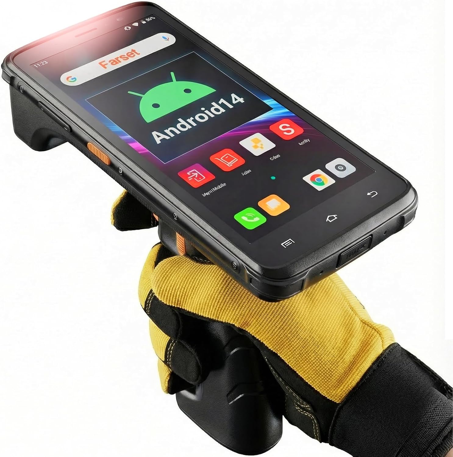 FARSET R20H Android 14 Barcode Scanner Handheld with Pistol Grip, WiFi 5 & 4G LTE, 64GB+4GB, Android Warehouse Scanner with 5.5