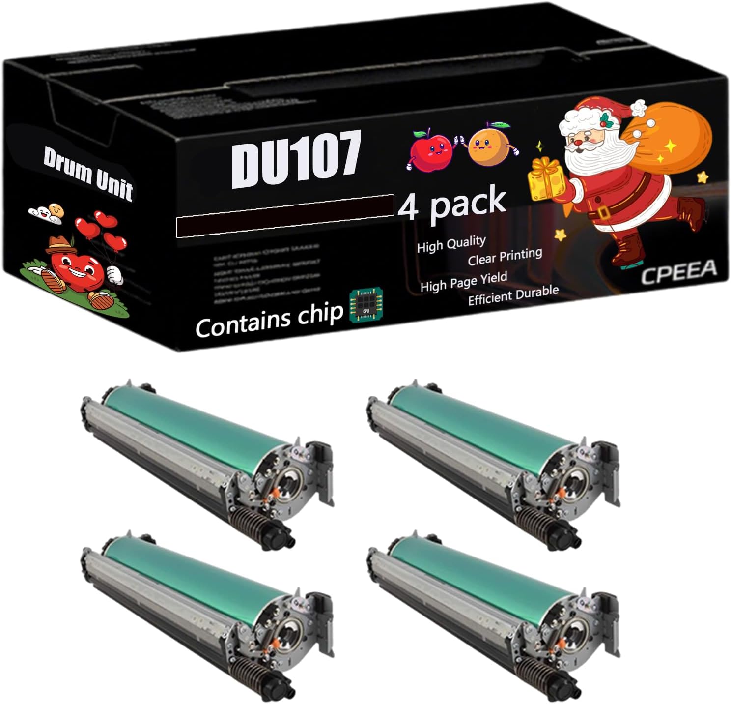 Compatible for Konica Minolta DU107 Drum Unit Work for Konica Minolta AccurioPress C6100 Press C1085 Press C1100 Printers, with Chip, High Yield 51000 Pages, Clear Printing (4 Pack Black)