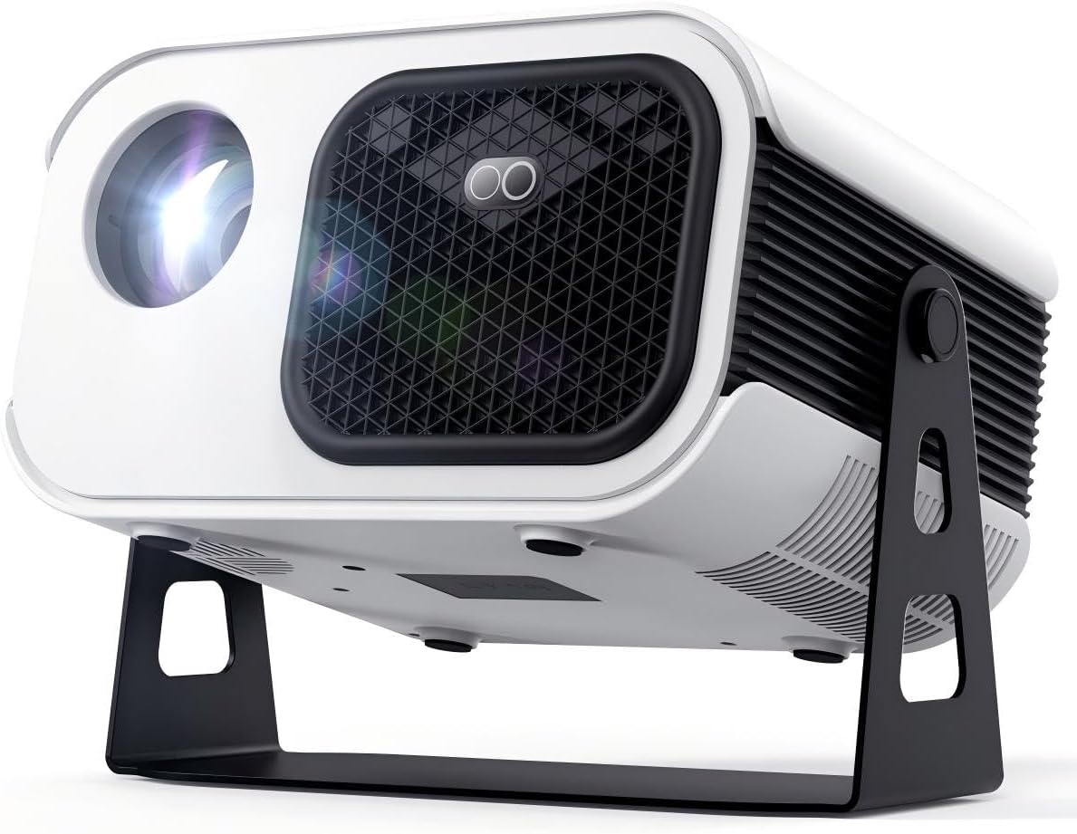 Mini Projector with Stand 270° Rotatable, Electric Focus & Vertical Keystone Portable Projector, Home Theater Projectors with WiFi and Bluetooth, Compatible with Smartphone/TV Stick/Box/USB/HDMI