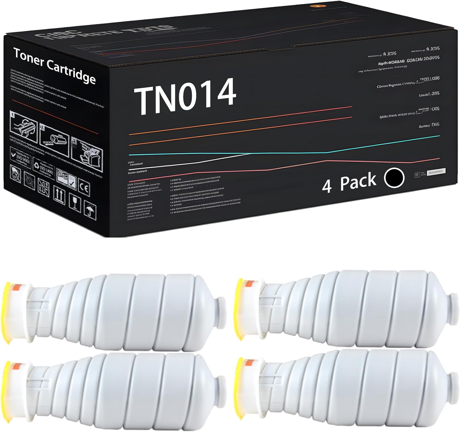 UVUMB Compatible with Konica Minolta TN014 Toner Cartridge Work for Konica Minolta bizhub Press 1250 1250P 2250P Printers, with Chip, High Yield 137000 Pages, High-Definition Printing (4 Pack Black)