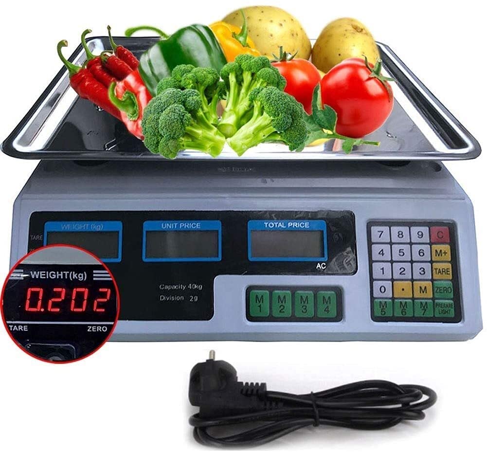 UNbit Wlectronic Food Scales Digital 40kg Capacity Digital Price Weighing Postal Industrial Commercial Shop Platform Electronic Scale Weighs to The Nearest 1g Scales