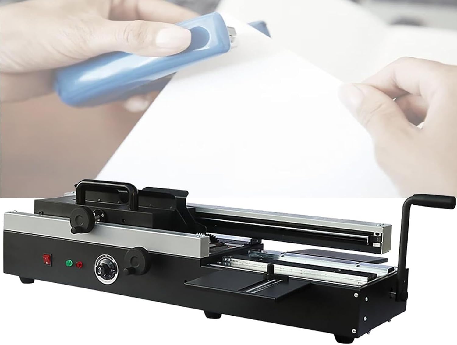 HYUIO Book Binding Machine A4 1200W, 200pcs H Wireless Hot Melt Glue Paper Punch Binder, esktop Bookbinding Machine, Glue Thickness 40mm, Glue Length 32cm