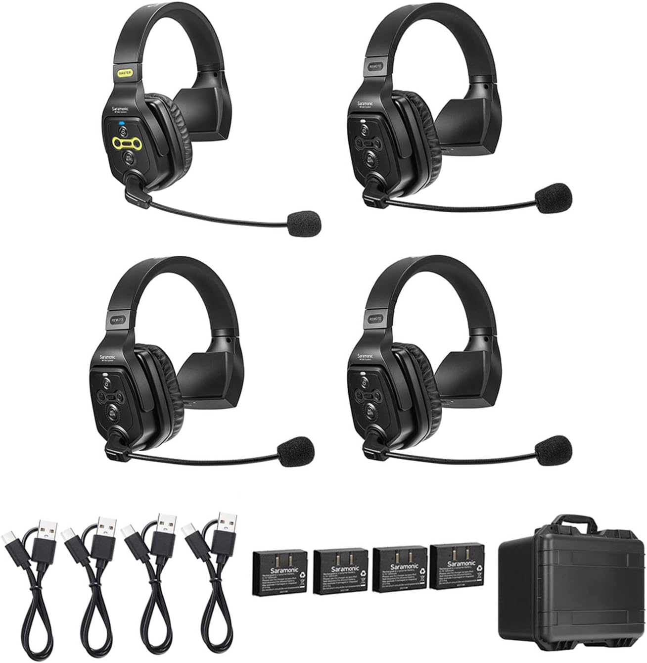 Saramonic WiTalk-WT4S | 4-Person Full-Duplex 1.9GHz Wireless Single-Ear Headset Intercom System with Custom Hard Case