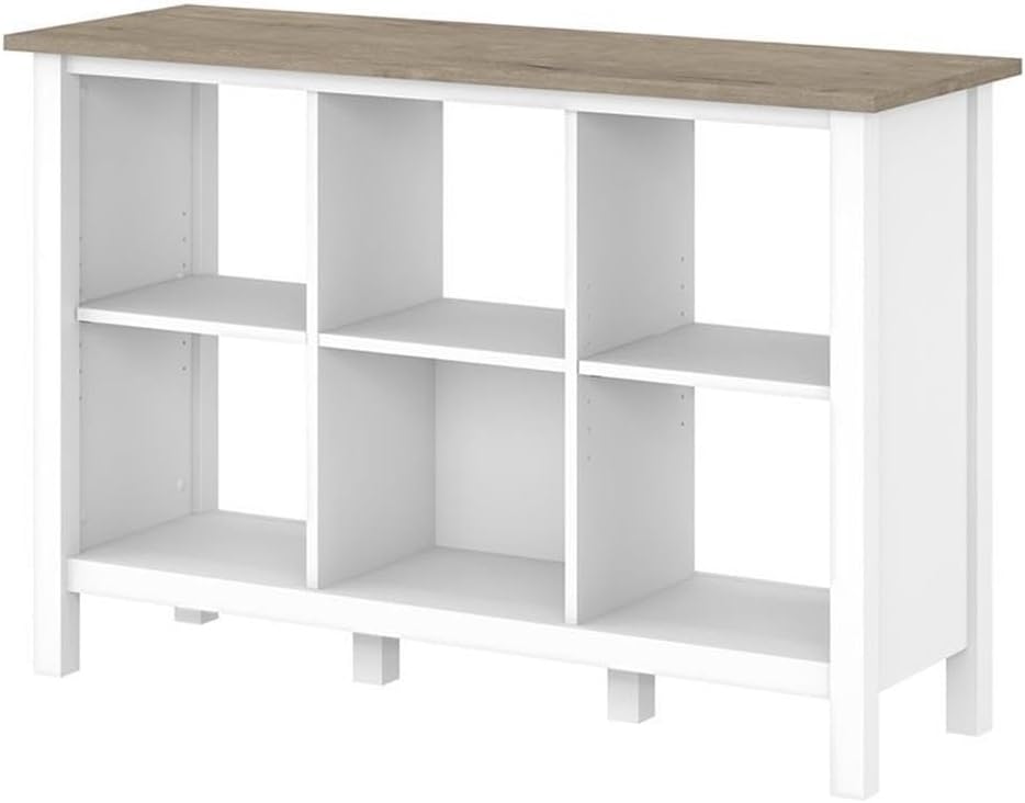 Atlin Designs Modern 6 Cube Bookcase in Shiplap Gray/White - Engineered Wood