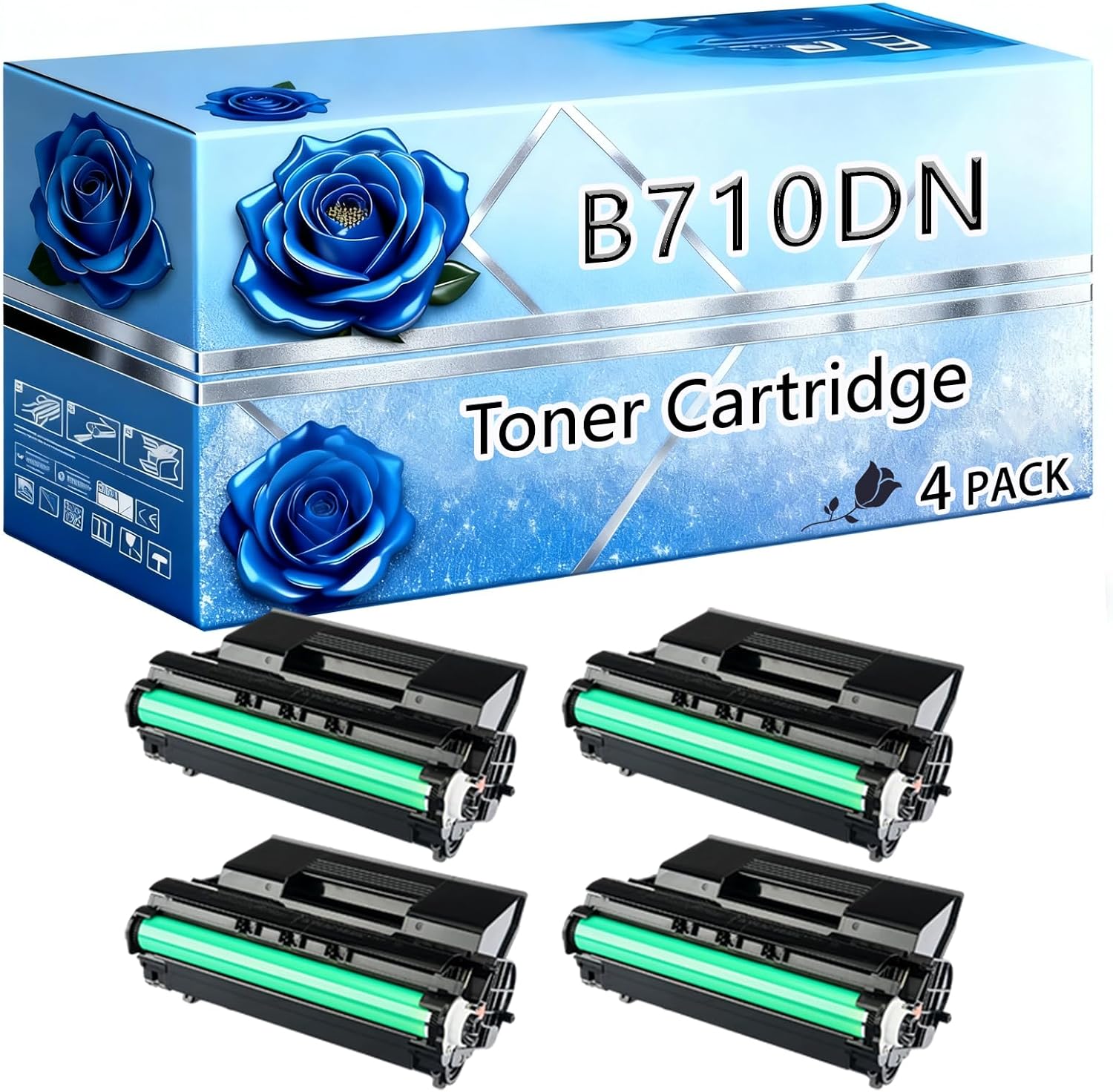 BIVOL Compatible Toner Cartridge Replacement for Okidata OKI B710DN High Yield 30000 Pages B710N B720DN B720N B710DN Printers (4 Pack Black)