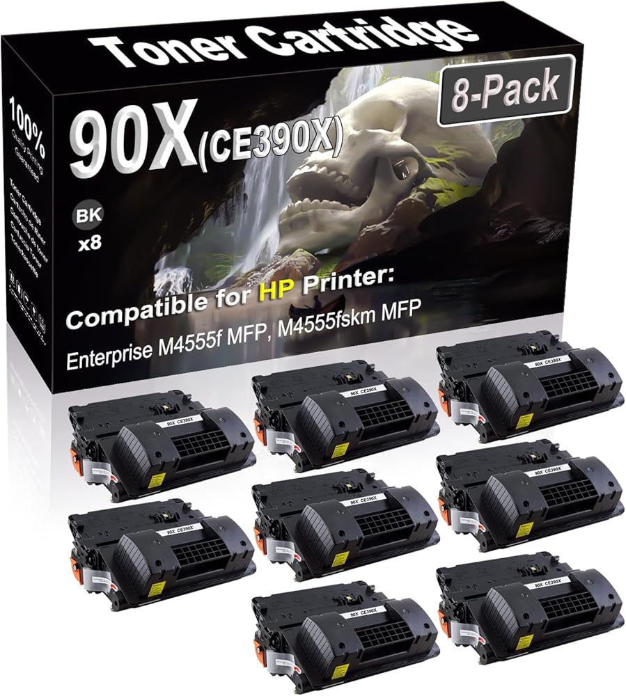 SINIYA 8-Pack (Black) Compatible Enterprise M4555f MFP M4555fskm MFP M4555h MFP Laser Printer Cartridge (High Capacity) Replacement for 90X CE390X Printer Cartridge