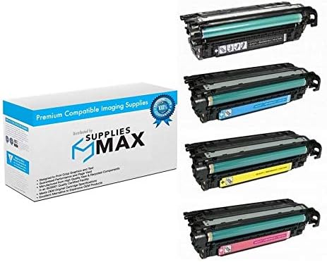 SuppliesMAX Compatible Replacement for HP Color Laser Jet Enterprise CP-4025DN/4025N/CP-4520/CP-4525DN/4525N/4525XH Jumbo Toner Cartridge Combo Pack (BK/C/M/Y) (NO. 647A/NO. 648A) (CE260XMP)