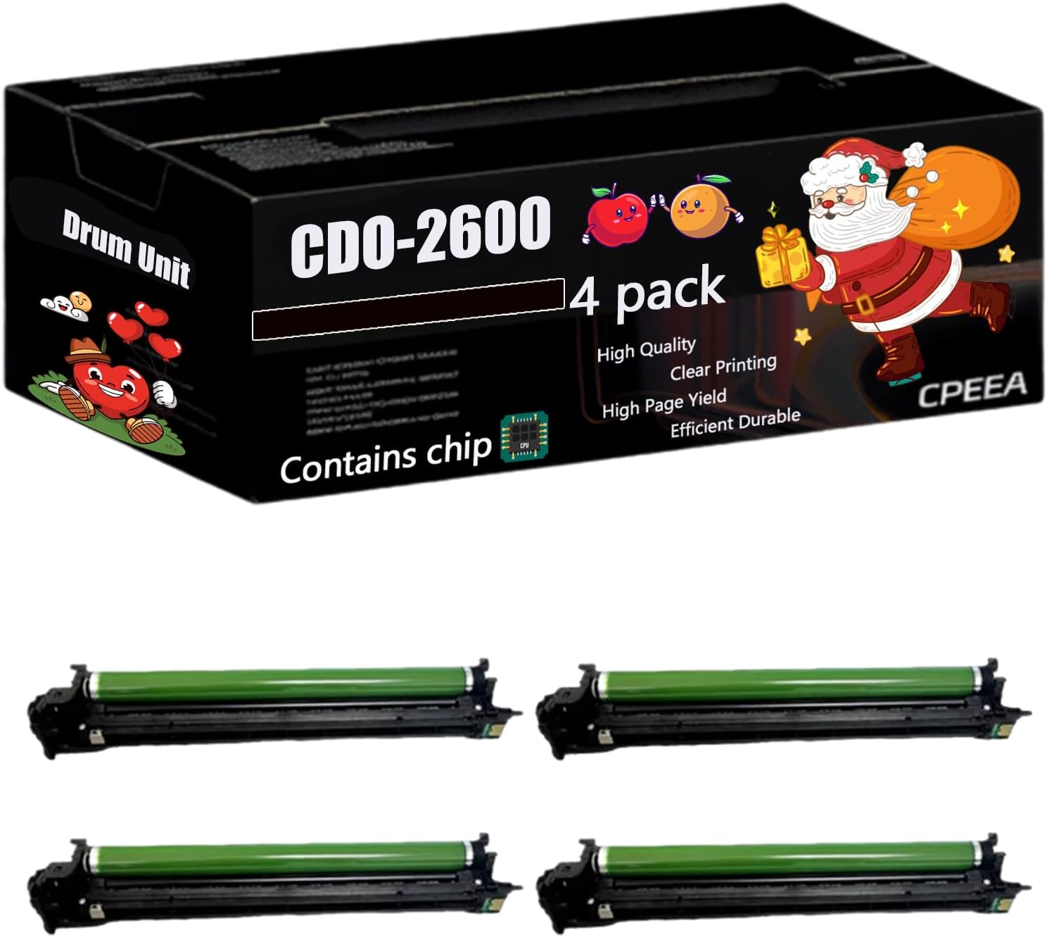 Compatible for Pantum CDO-2600 Drum Unit Work for Pantum CM260ADN CM310ADN CM410ADN Printers, with Chip, High Yield 130000 Pages, Clear Printing (4 Pack Black)