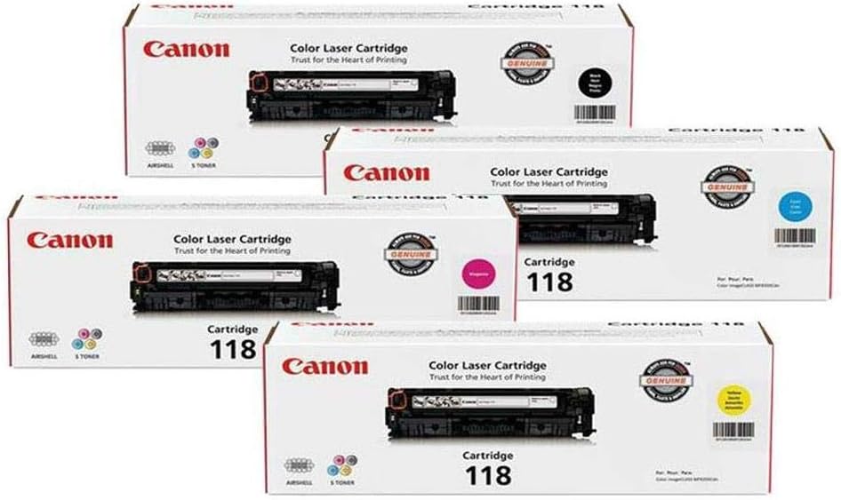 Canon 118 Toner Cartridge Bundle for imageCLASS MF8350/MF8580 Color Laser Printer/Black/Cyan/Magenta/Yellow