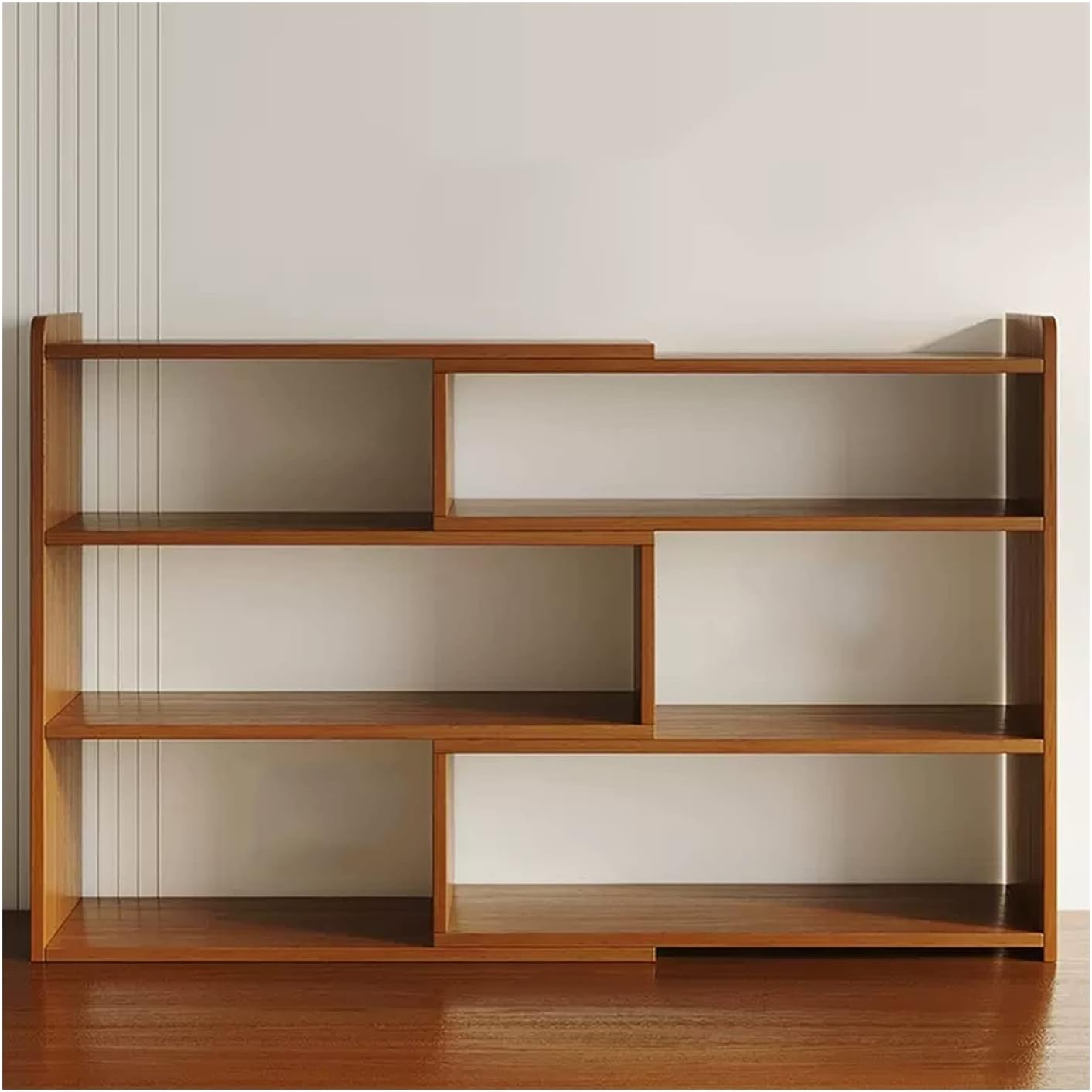 Bookshelf 3-Tier Width-Adjustable Bookshelf, Wooden Shelf Bookcase Display Storage Organizer Rack for Home Office, Living Room, Kitchen, Bedroom, Brown Bookcase Storage Rack (Size : L60-120xD17xH80cm