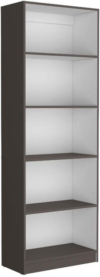 Tuhome Home Bookcase with Four Multi-Tiered Shelves and Lower Storage Section Offering Ample Vertical Display for Books, Decor and Collectibles with Contemporary Open Design and Durable Enginee