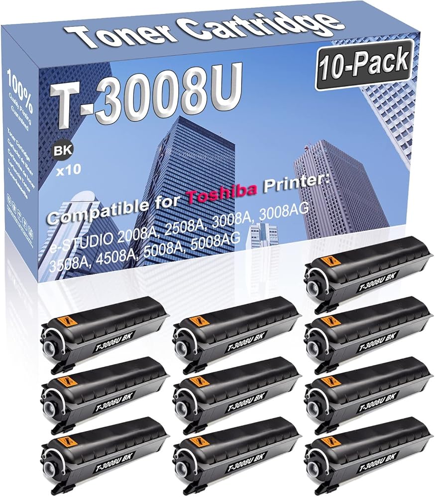 Credibility Store 10-Pack (Black) Compatible High Capacity T-3008U T3008U Toner Cartridge Used for Toshiba e-Studio 2008A 2508A 3008A 3008AG 3508A 4508A 5008A 5008AG Printer