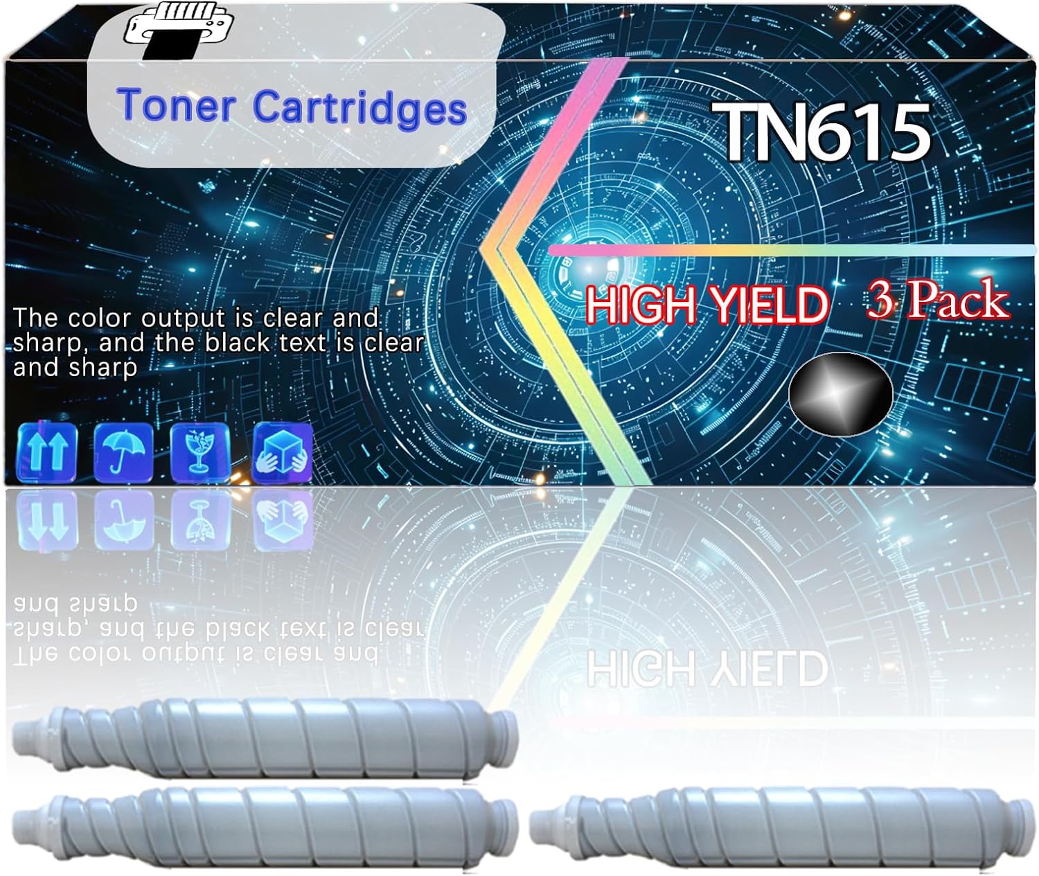 CEECN TN615 Compatible for Konica Minolta Bizhub Press C8000 Printers, Replacement Toner Cartridges High Yield Printer Accessories (3 Pack Black)
