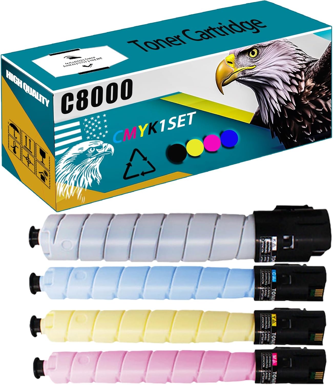 C8000 106R04049 106R04046 106R04047 106R04048 Toner Cartridge High Production Compatible for Xerox VersaLink C8000 Printers, Replacement (Multicolor)