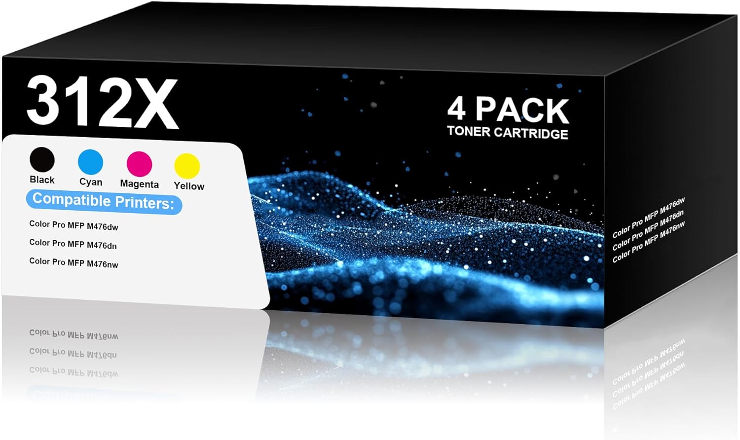 312X Toner Cartridge high Yield Replacement for HP 312X 312A M476dw M476dn M476nw Printer (4-Pack, Black, Cyan, Yellow, Magenta)