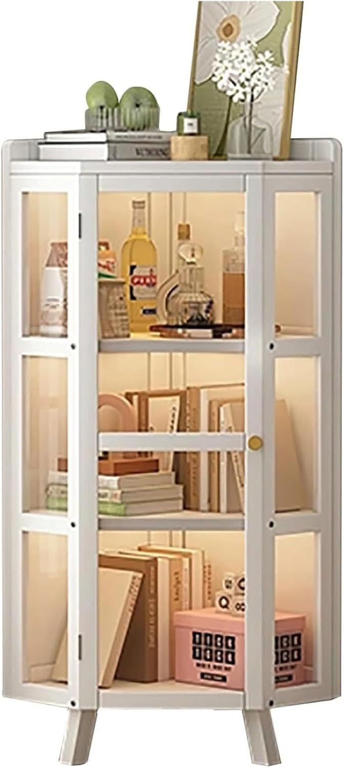 LoKori Corner Bookshelf for Book Storage and Display, Floor Standing Bookcase Storage Organizer, for Small Spaces, Office, Living Room, Library,3Tier