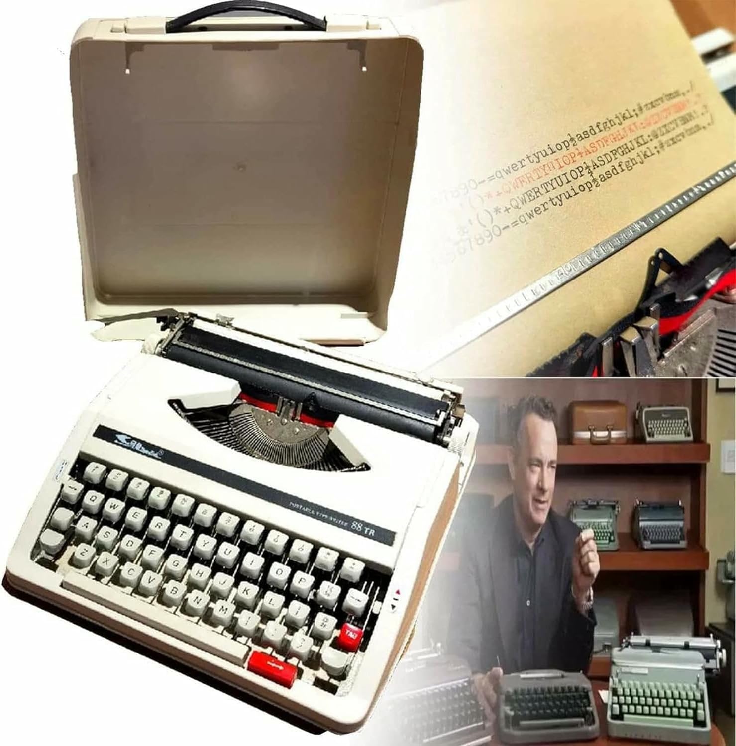 MNJVCFDS Vintage Classic Retro Manual Typewriter Machine Traditional Portable Old Typewriter for Writers with Twin Spool Black Red Ribbon Sleek Word Processor