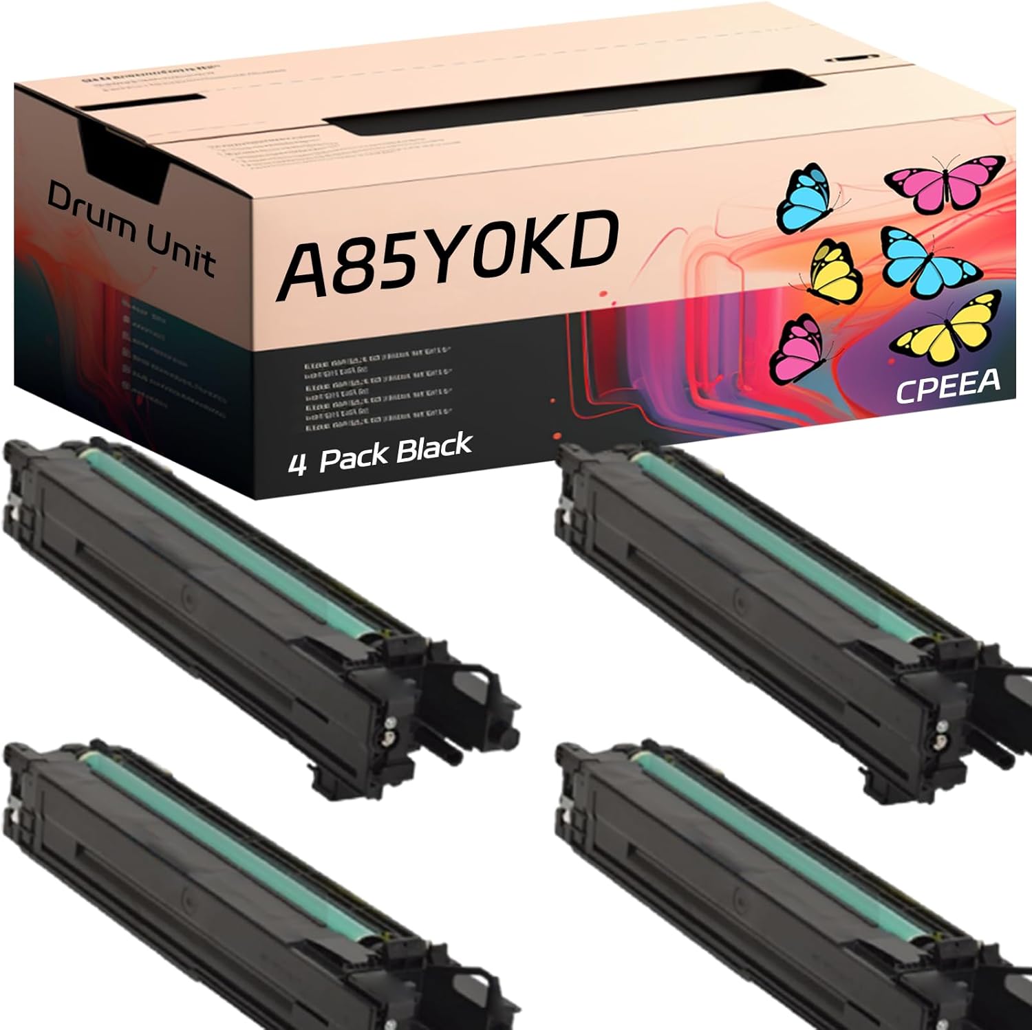 Compatible for Konica Minolta A85Y0KD A85Y0RD A85Y0ED A85Y08D Drum Unit Work for Konica Minolta bizhub C287 C227 Printers, with Chip, High Yield 39000 Pages, Clear Printing (4 Pack Black)