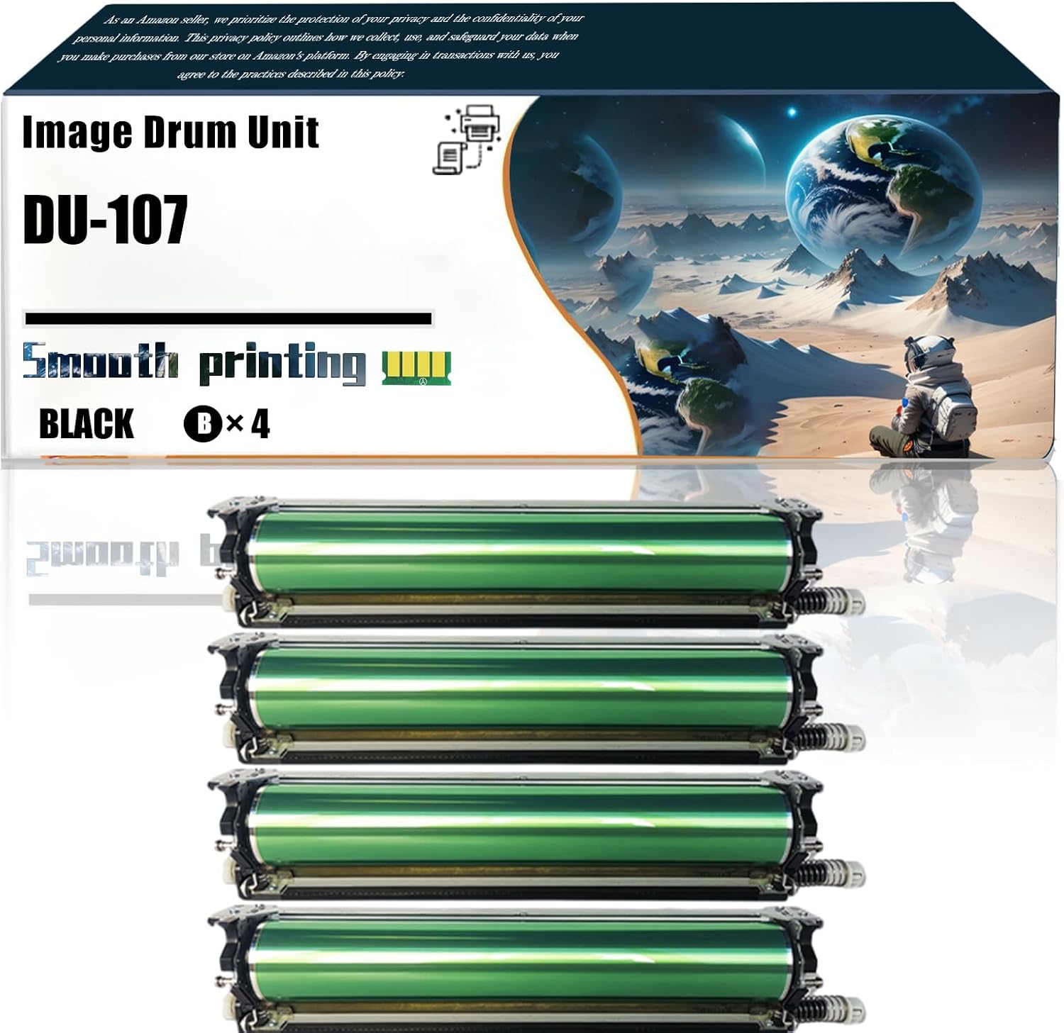 LSSF Replacement Parts Image Drum Unit DU-107 Compatible with Konica Minolta AccurioPress C6085 C6100 bizhub Press C1085 C1100 Printers, Contains Chip and Clear Printing (4 Pack Black)