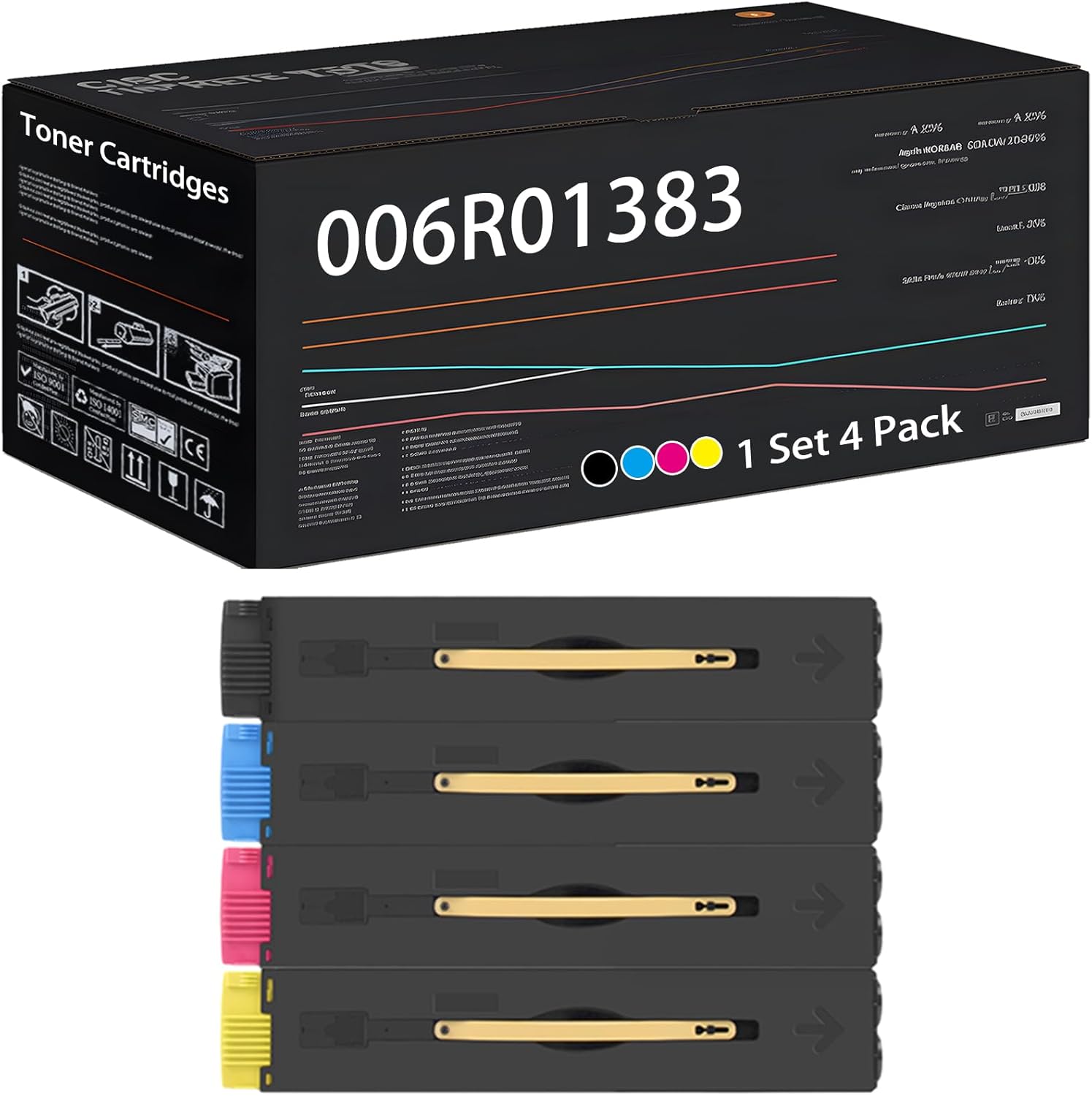 Compatible for Xerox 006R01383 006R01384 006R01385 006R01386 Toner Cartridges Work for Xerox Color C75 Press CopyCentre C75 Printers, with Chip, High Yield 21000 Pages (Multicolor)