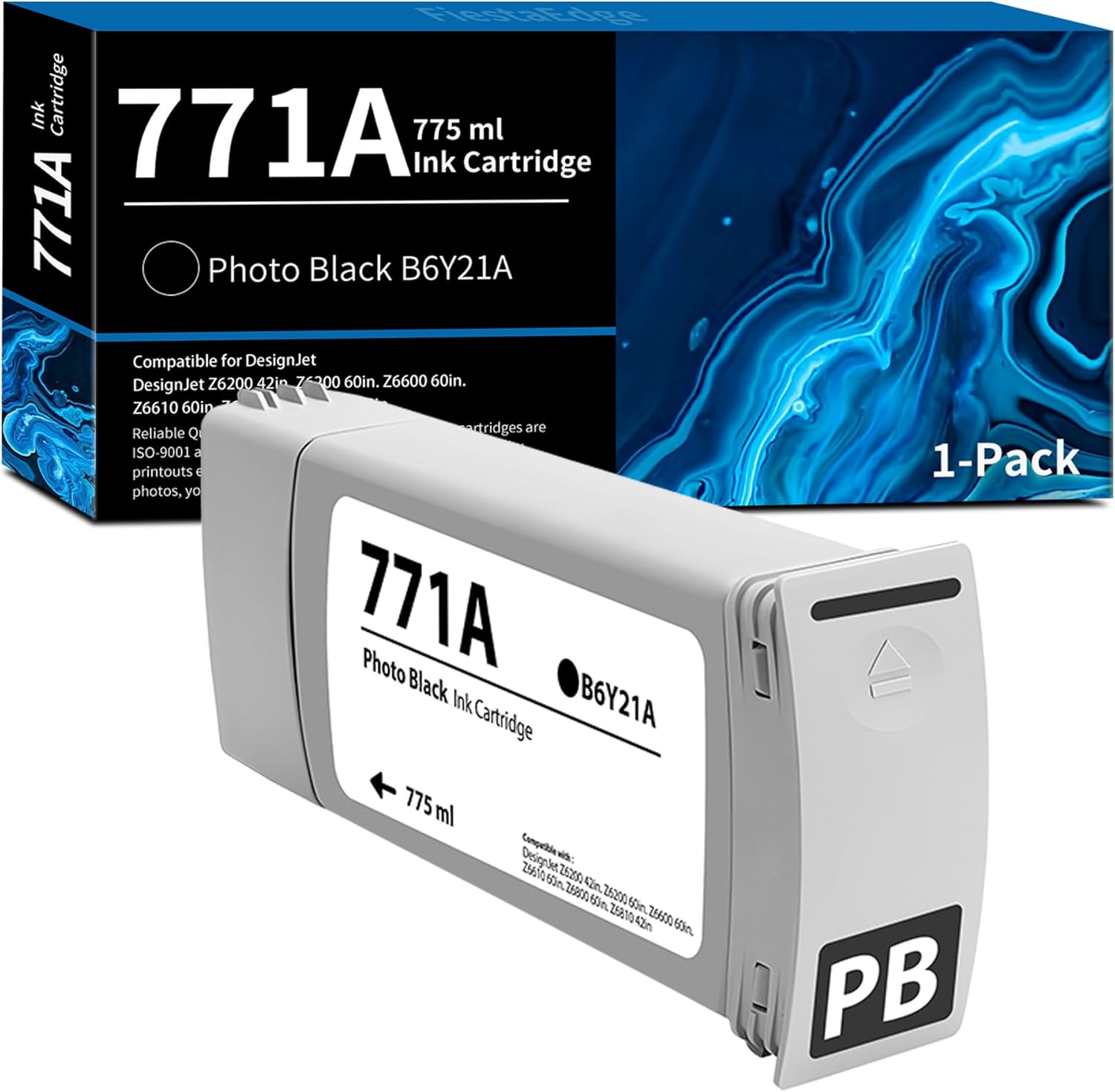 FiestaEdge 771 771A Photo Black Ink Cartridge 775ml 1-Pack B6Y21A Replacement for HP 771 771A Ink for DesignJet Z6200 Z6600 Z6610 Z6800 Z6810 Printer Ink