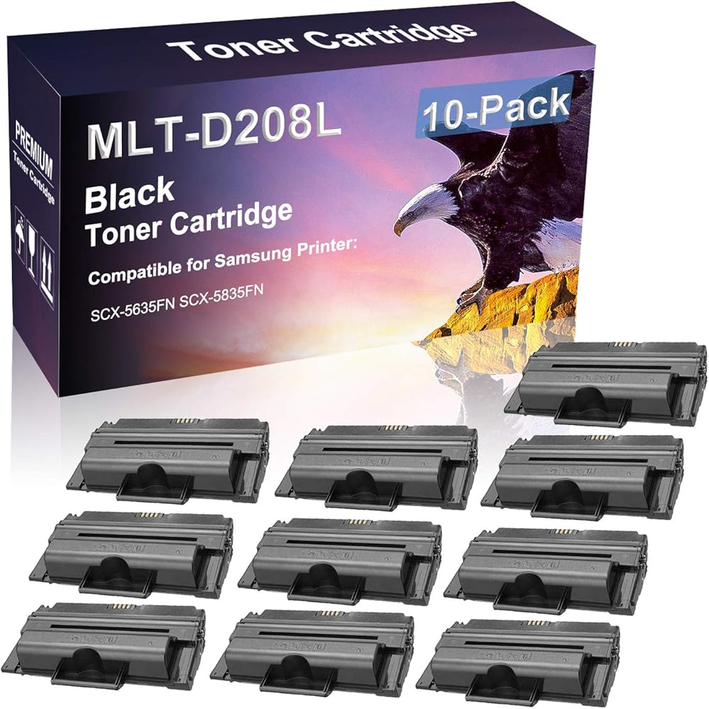 10 Pack (Black) Compatible High Capacity D208L MLT-D208L Printer Toner Cartridge Use for Samsung SCX-5635FN SCX-5835FN Printer