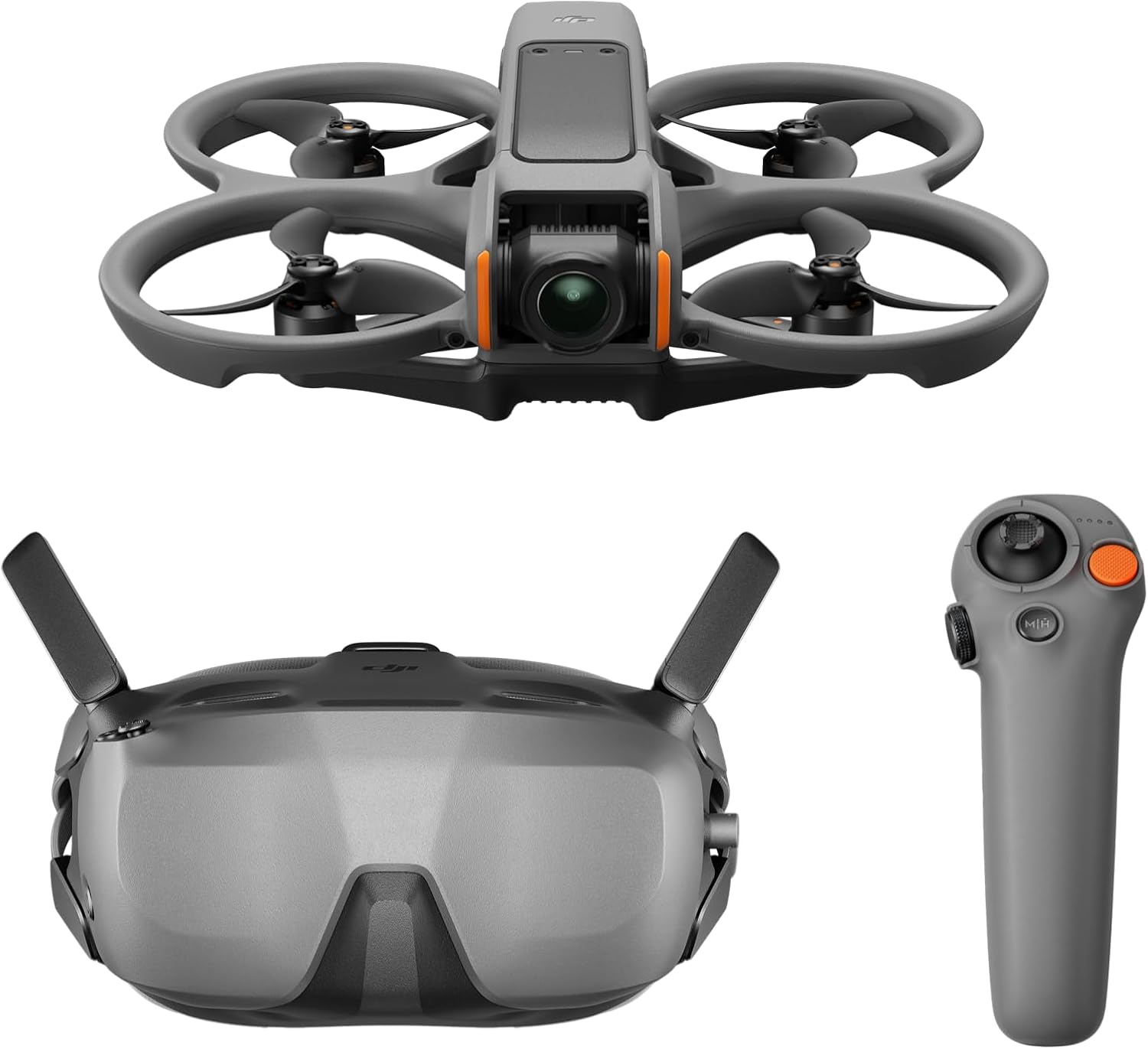DJI Avata 2 Fly Smart Combo (Single Battery), FPV Drone with Camera 4K, Immersive Experience, One-Push Acrobatics, Built-in Propeller Guard, 155° FOV, Camera Drone with Goggles N3 and RC Motion 3