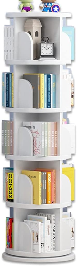 Round Floor Bookshelf, 360° Children's Rotate Bookcase, Cultivate Children's Interest in Reading, Hands-on Ability (Color : White, Size : 5 Layers (50.5 * 159cm))