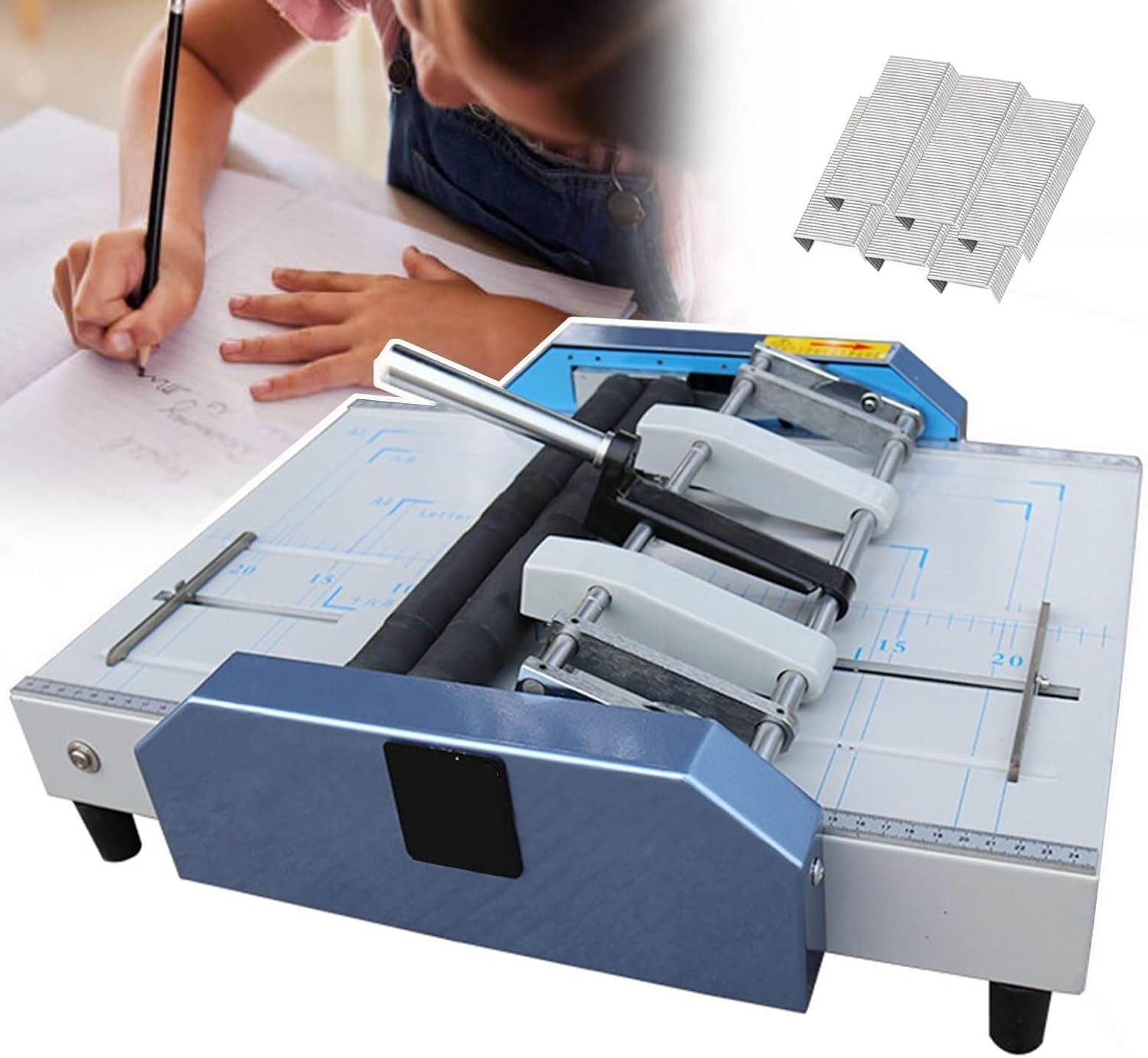 Booklet Making Machine,with Self-Locking, A3 Paper Bookbinding and Folding Booklet Stapling 13.8