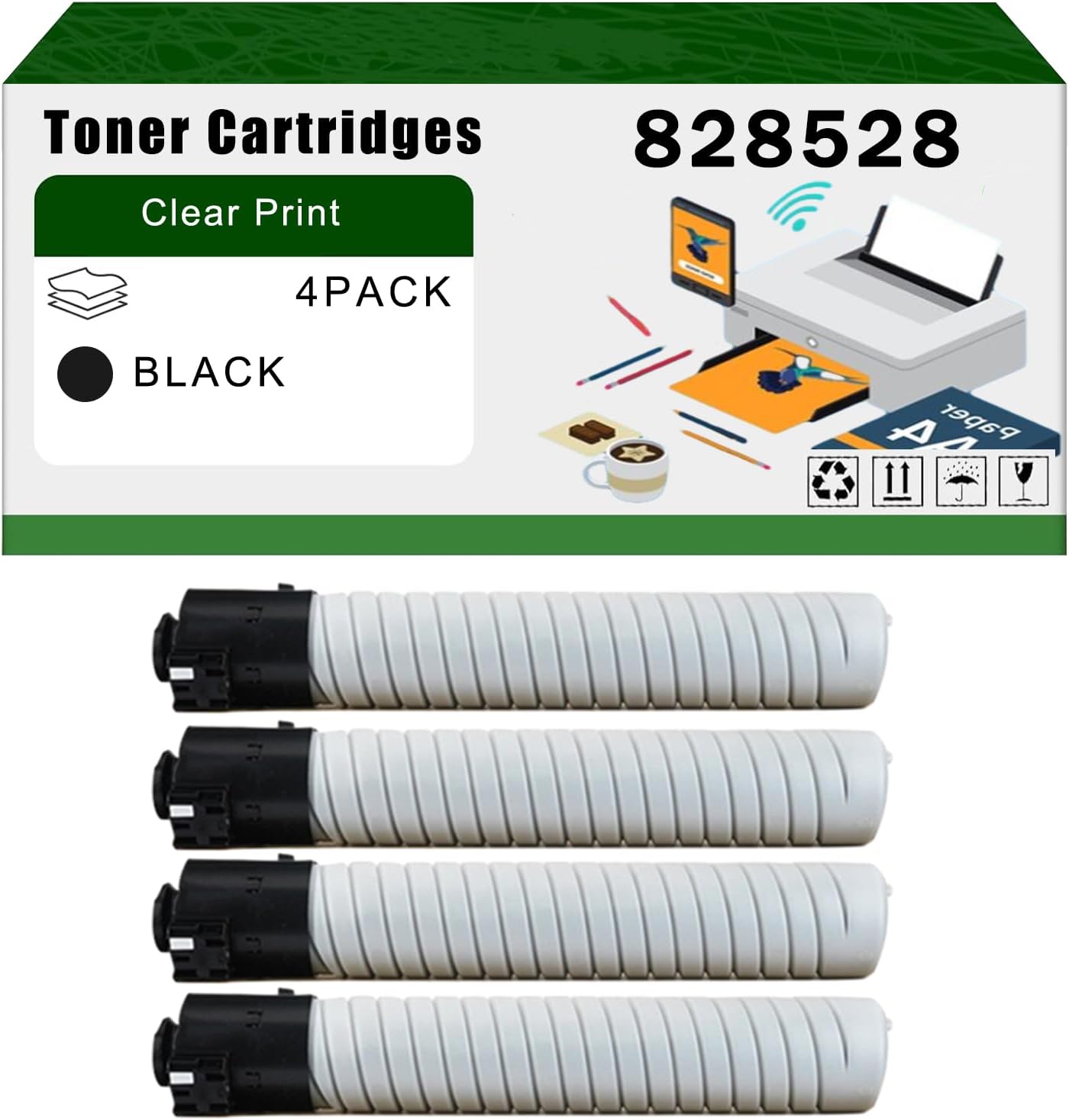 AGNNQ Compatible for Ricoh 828528 Toner Cartridges 828531 828530 828529 Pro C7200e Pro C7210sx Pro C7210x Printers, High Yield 55000 Pages Bright Clear Colors (4 Pack Black)