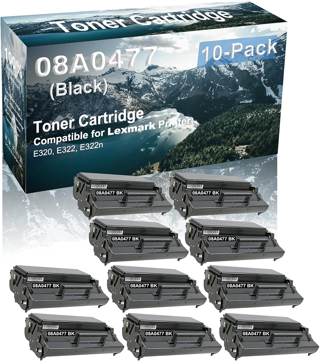 Credibility Store 10-Pack Compatible High Capacity 08A0477 | 08A0478 Toner Cartridge Used for E320 E322 E322n Printer (Black)