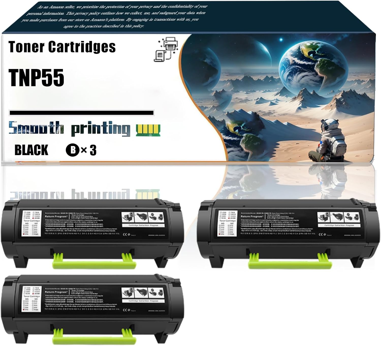 LSSF Replacement Parts Toner Cartridges TNP55 Compatible with Konica Minolta bizhub 3602P Printers, Contains Chip and Clear Printing (3 Pack Black)