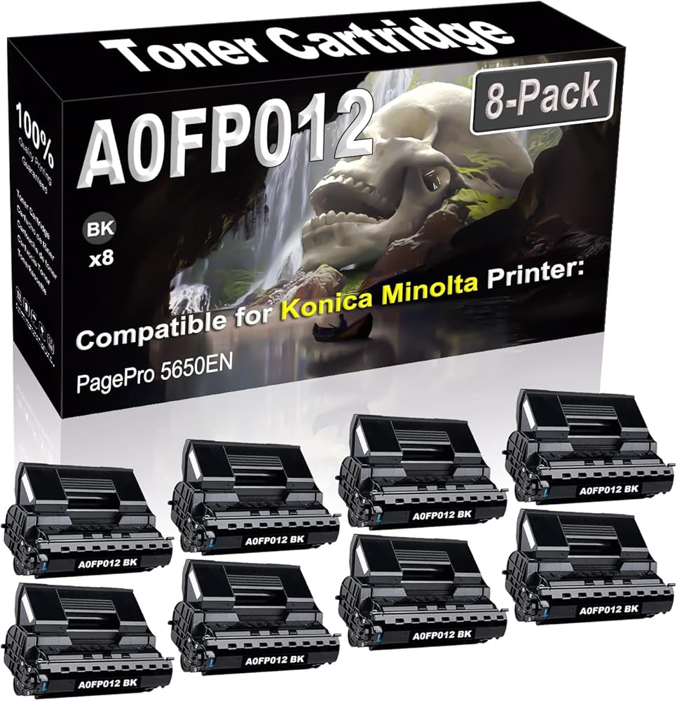 8-Pack (Black) Compatible High Yield A0FP012 Laser Printer Toner Cartridge use for Konica Minolta PagePro 5650EN Printer