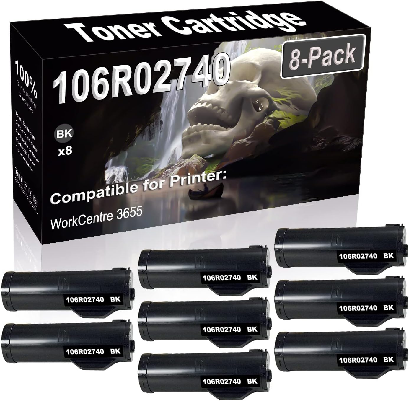 SINIYA 8-Pack (Black) Compatible High Yield 106R02740 Laser Printer Toner Cartridge use for WorkCentre 3655 Printer