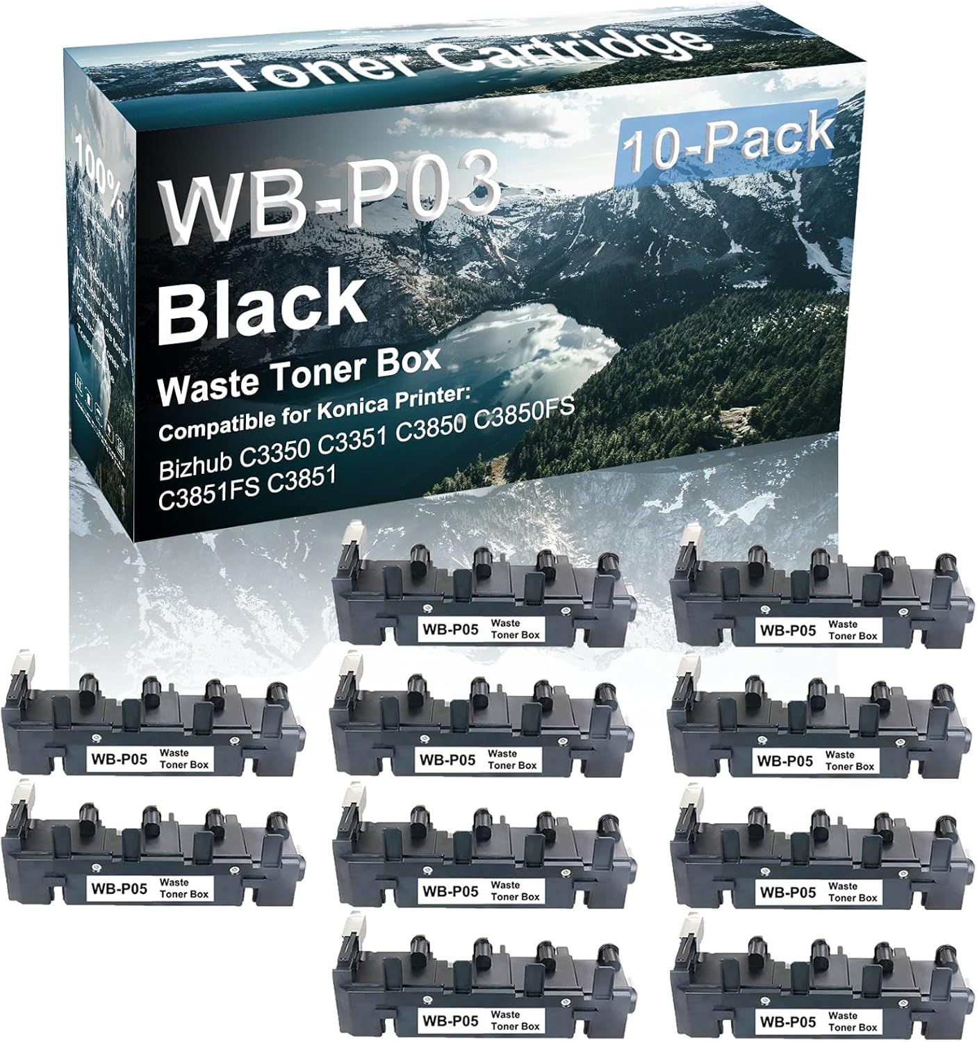 Credibility Store 10-Pack Compatible High Yield C3350 C3351 C3850 C3850FS C3851FS C3851 Printer Waste Cartridge Replacement for Konica Minolta WB-P05 WBP05 Toner Cartridge (Black)