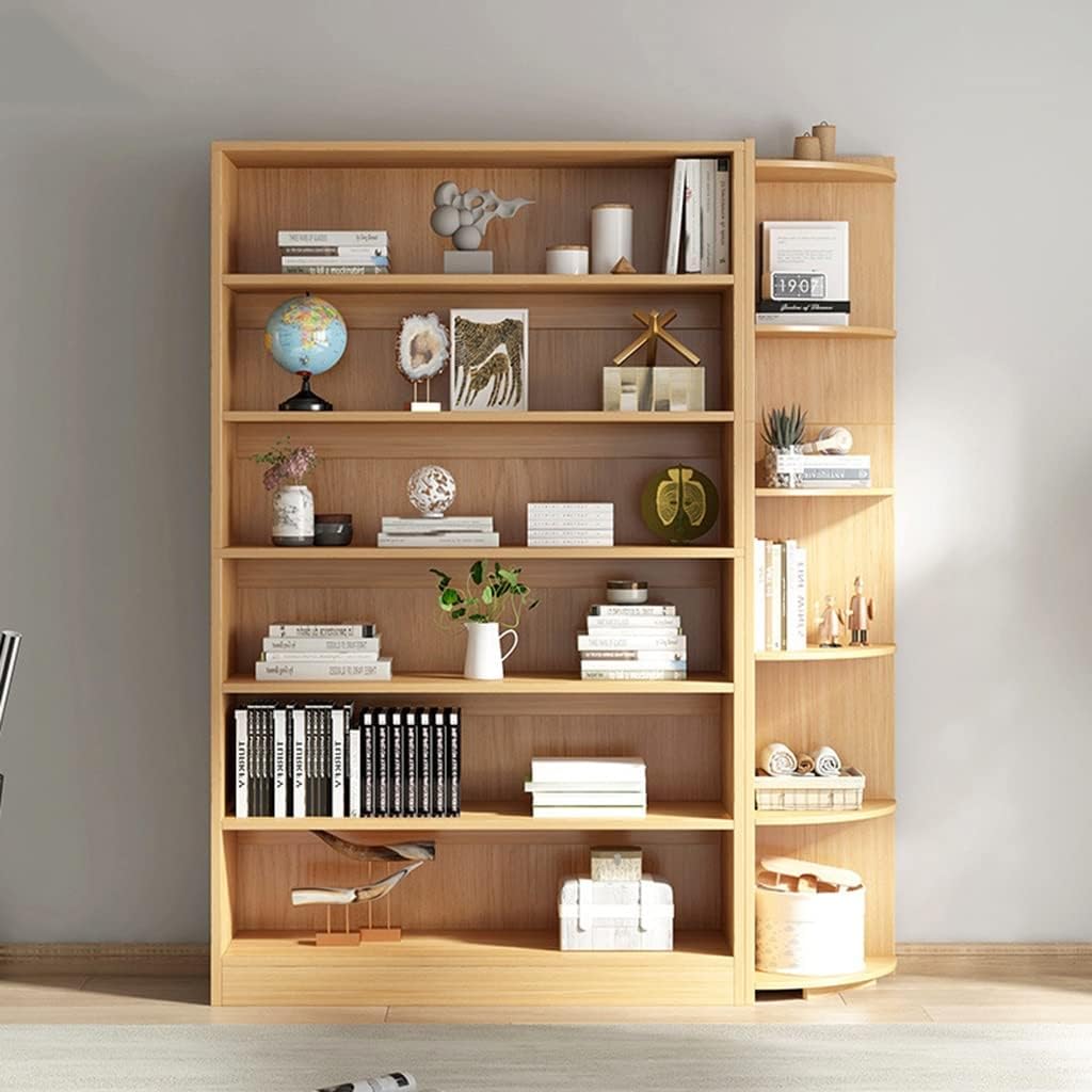 FKHFTI Cube Bookcase with Corner Cabinet, Office Bookshelf, Free Standing Display Storage Organizer, Multipurpose Shelving Unit for Living Room, Kitchen (Raw Wood)