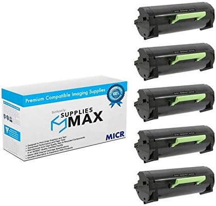 SuppliesMAX Compatible MICR Replacement for Lexmark MS-321/MS-421/MS-521/MS-621/MS-622/MX-321/MX-421/MX-521/MX-522/MX-622 Series Toner Cartridge (5/PK-6000 Page Yield) (56F2000_5PK)
