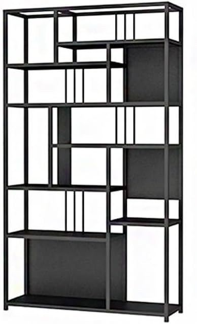 LOVULIFE Book Shelf Storage Rack Nordic Wrought Iron Bookshelf Shelf Living Room Floor-to-Ceiling Bookcase Office Multi-Layer Modern Creative Shelf Bookshelf Bookcase(Color:B,Size:100 * 25 * 200cm)